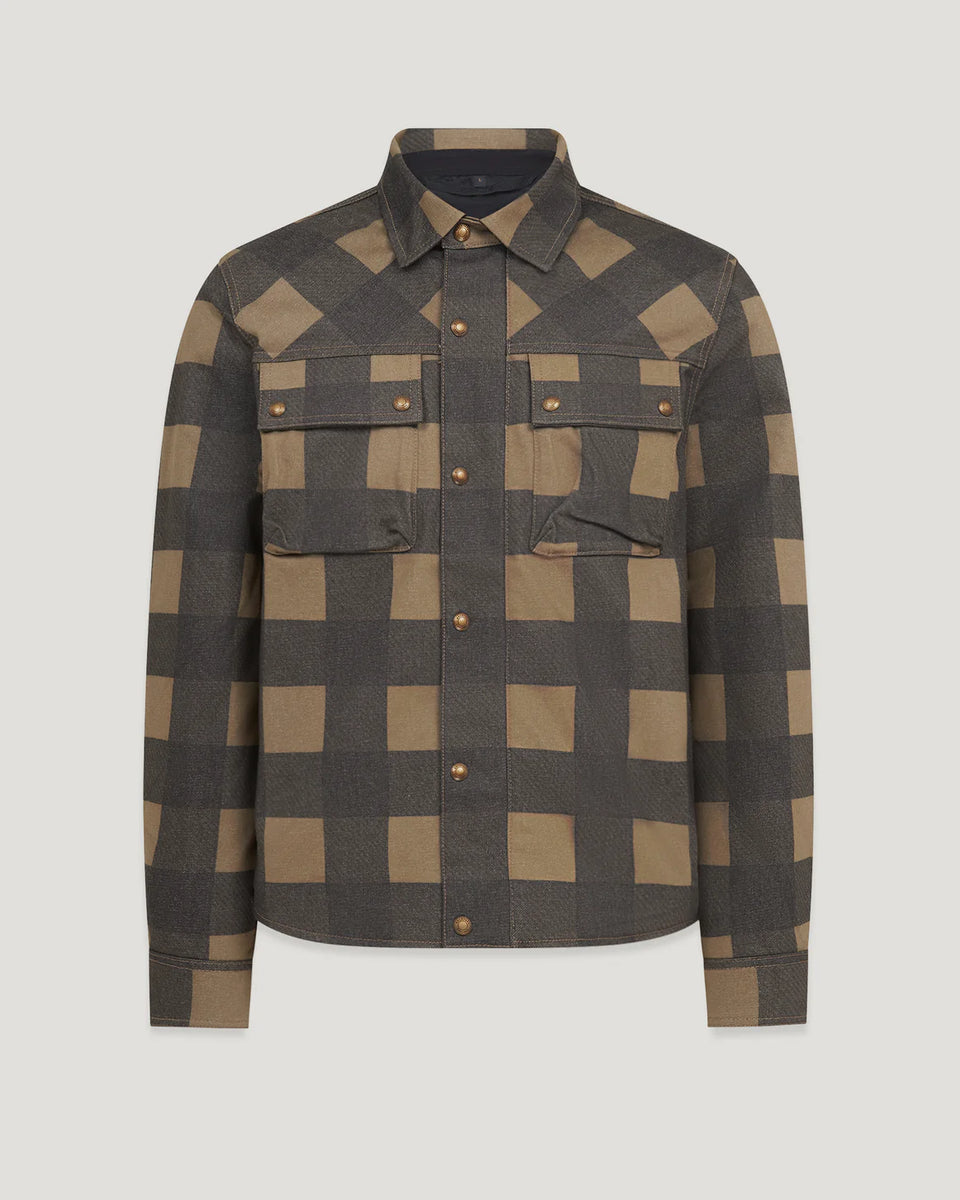 Belstaff Mansion Motorcycle Shirt Check Olive black studio image