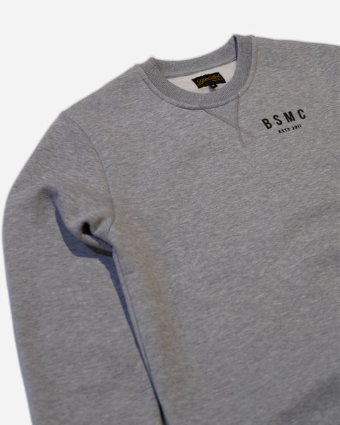 Bike Shed ESTD Sweatshirt Grey MKII Studio Image Front Side Close Up
