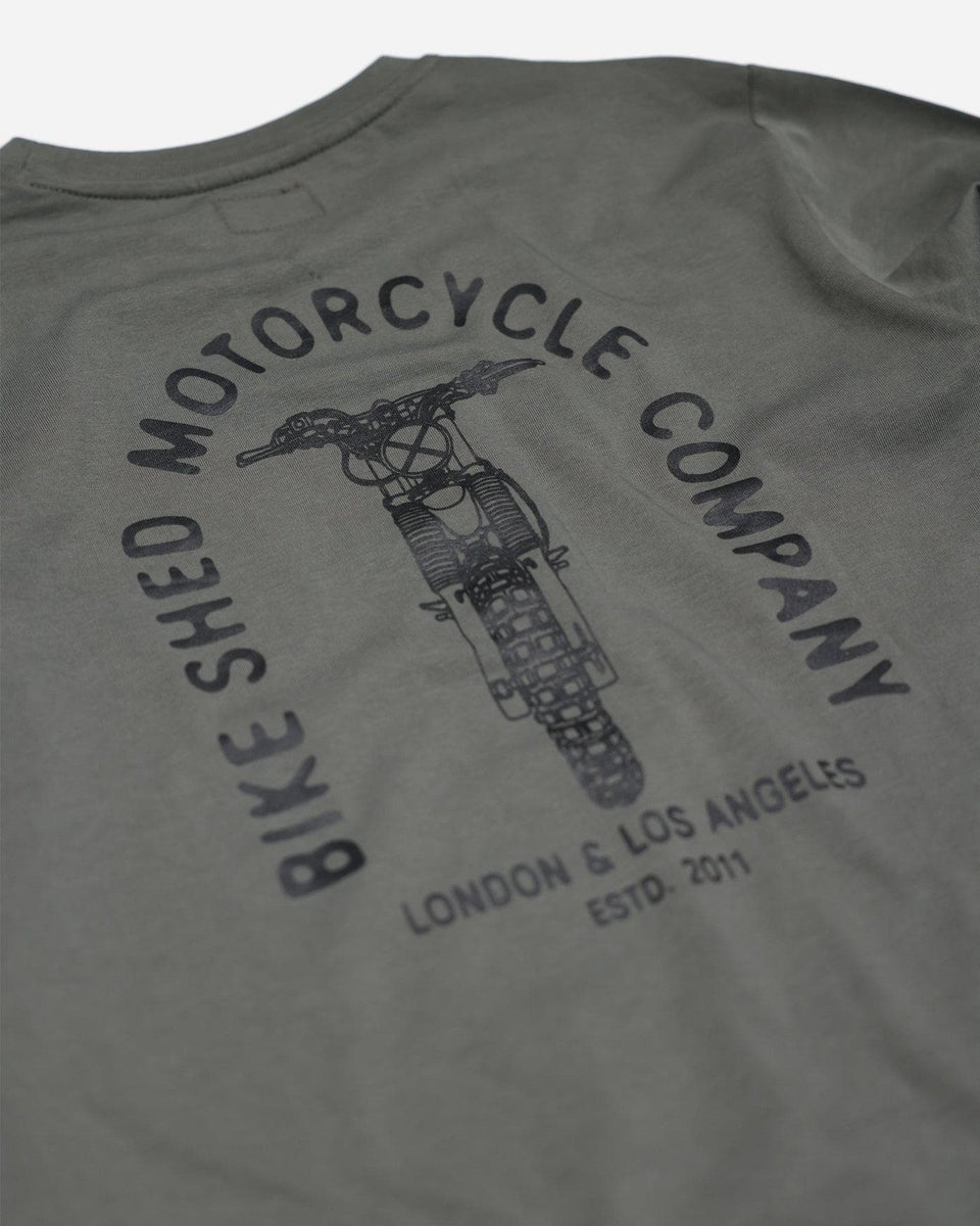 BSMC Dirt Bars Long Sleeve Motorcycle Graphic T-Shirt - Khaki