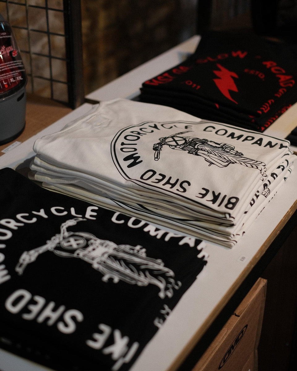 BSMC Drop Bars Graphic Motorcycle T Shirt - White