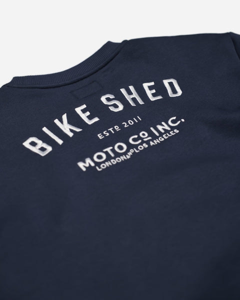BSMC ESTD. Embroidered Logo Motorcycle Sweatshirt - Navy