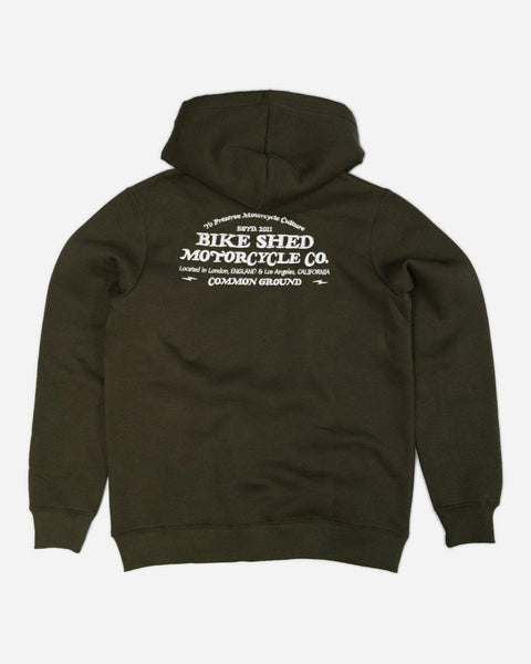 Green Bike Shed Motorcycle Co. Good Times Hooded Sweatshirt - back