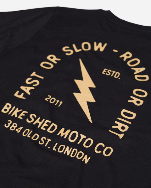 Black Motorcycle London Lightning T-Shirt Back Detail