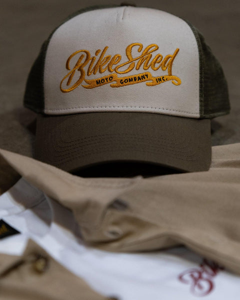 BSMC Embroidered Pennant Motorcycle Cap - Olive