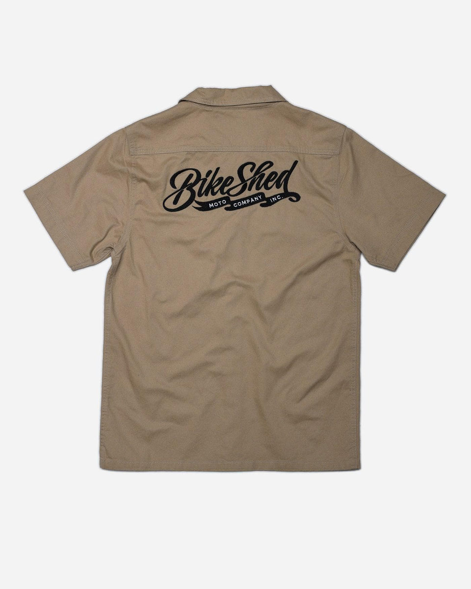 BSMC Embroidered Pennant Logo Motorcycle Shirt - Sand