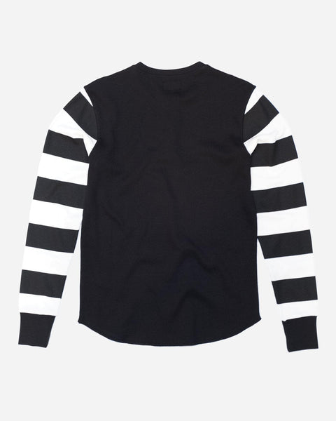 Long Sleeve Waffle Motorcycle Shirt - Black/Cream
