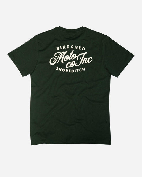 Green BSMC Logo Shoreditch Motorcycle T-Shirt - back