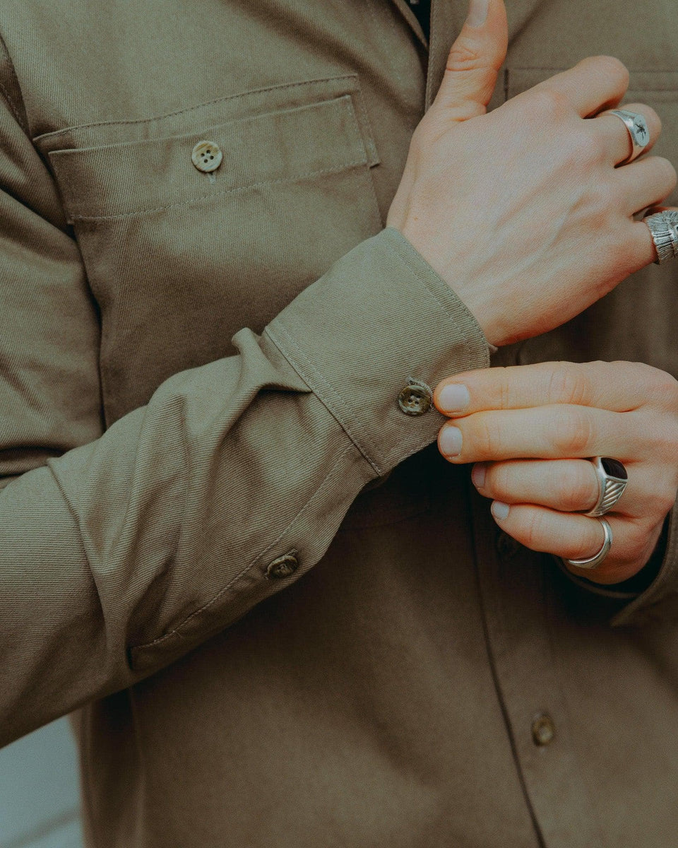 Twill Motorcycle Utility Shirt - Light Khaki
