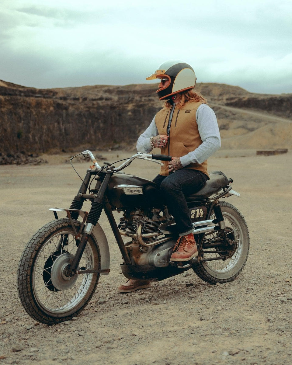 Cotton Motorcycle Utility Vest - Tan