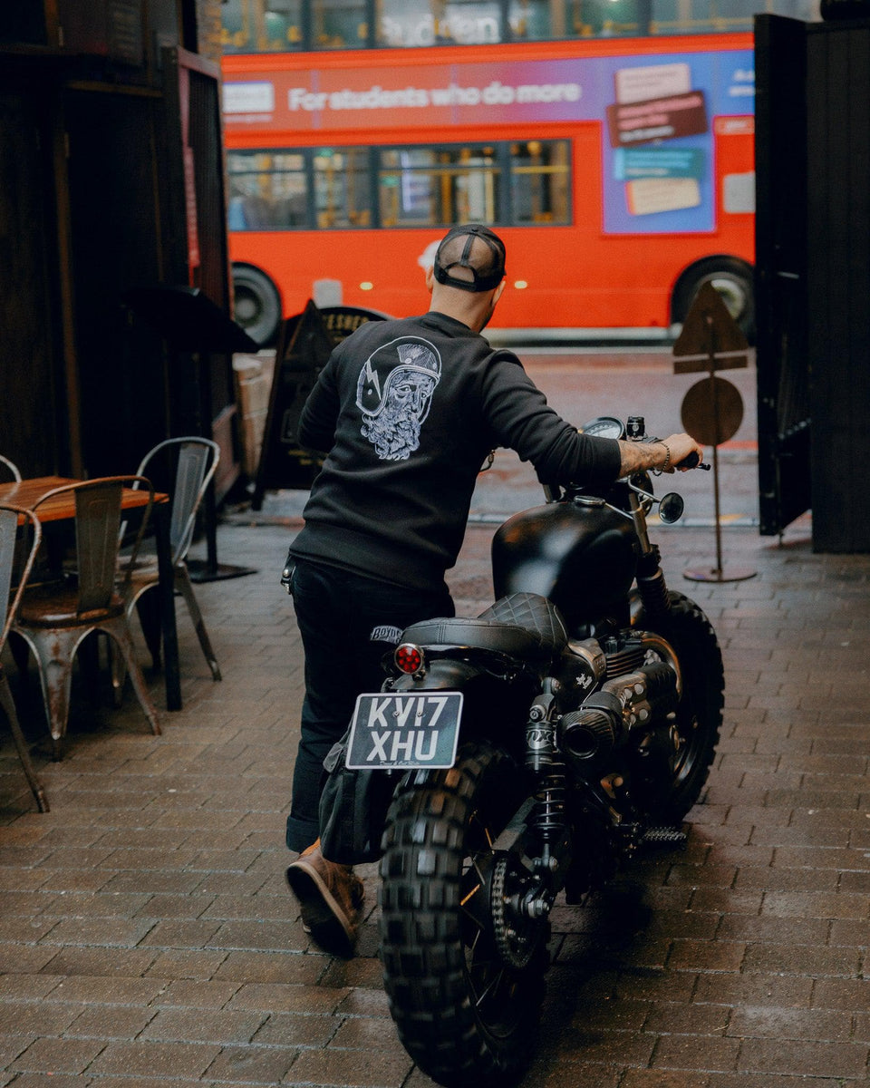 BSMC Zeus Embroidered Motorcycle Sweatshirt - Black