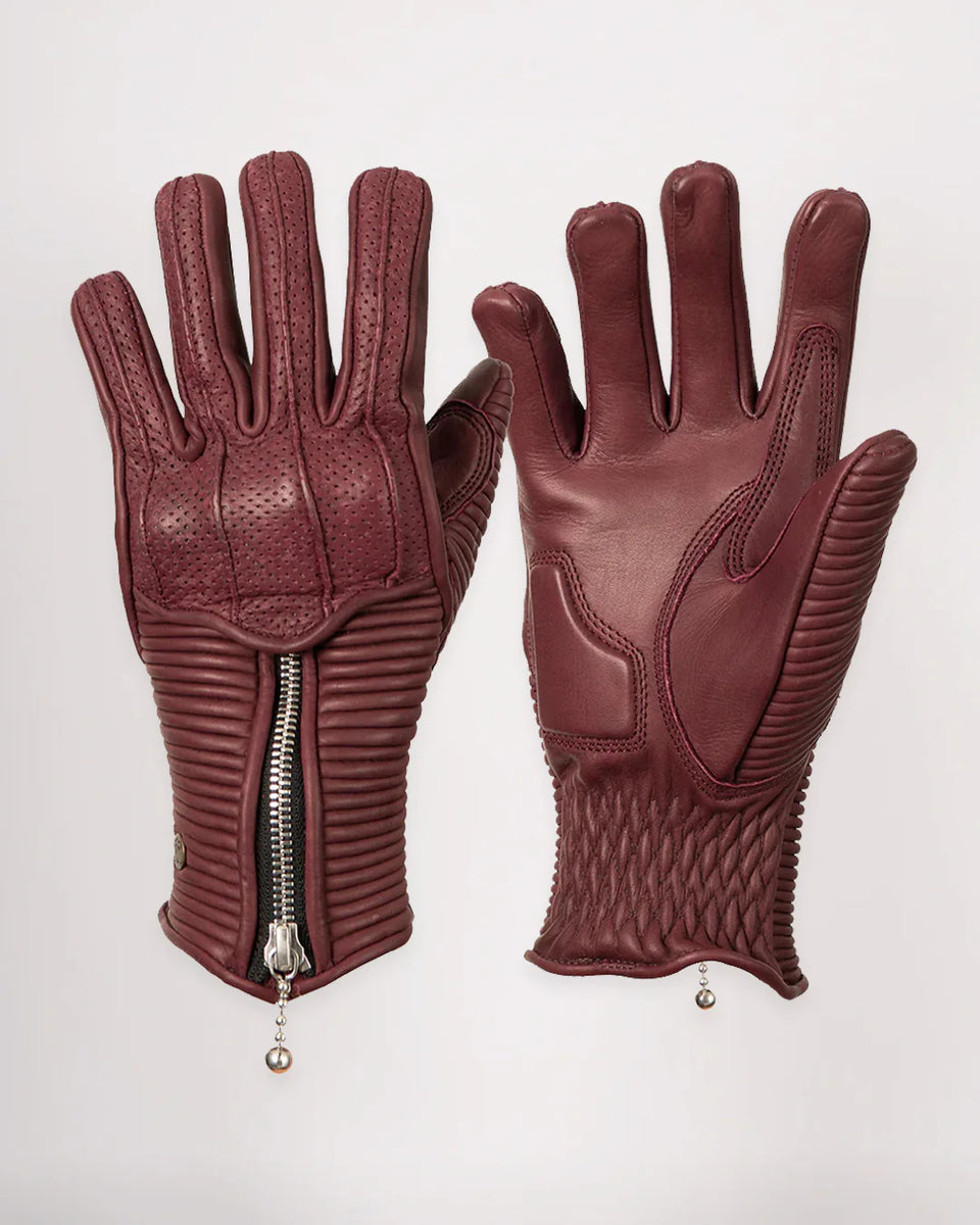 Goldtop raptor women's gloves burgundy red studio image