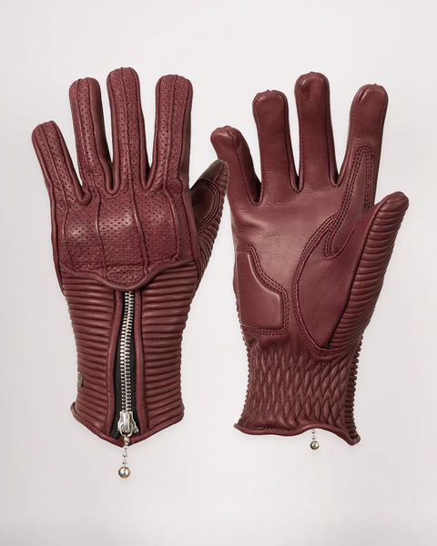 Goldtop raptor women's gloves burgundy red studio image