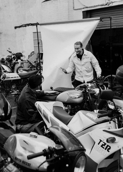 BSMC Chain Embroidery Motorcycle Chore Jacket - Ecru