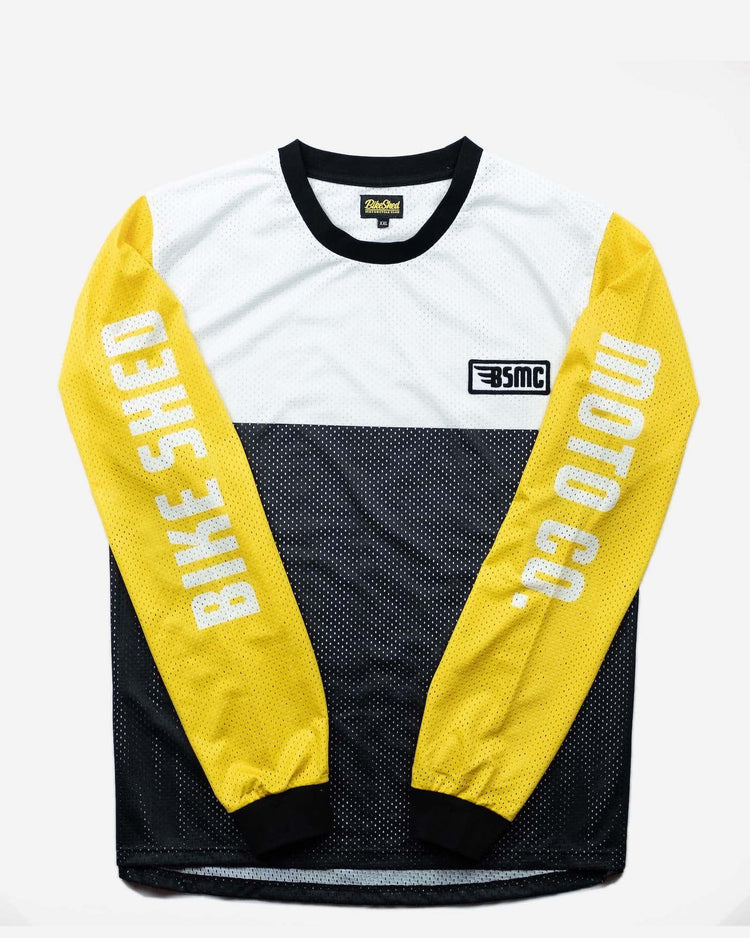 BSMC Retail Long Sleeves BSMC DT Race Jersey - YELLOW/WHITE/BLACK